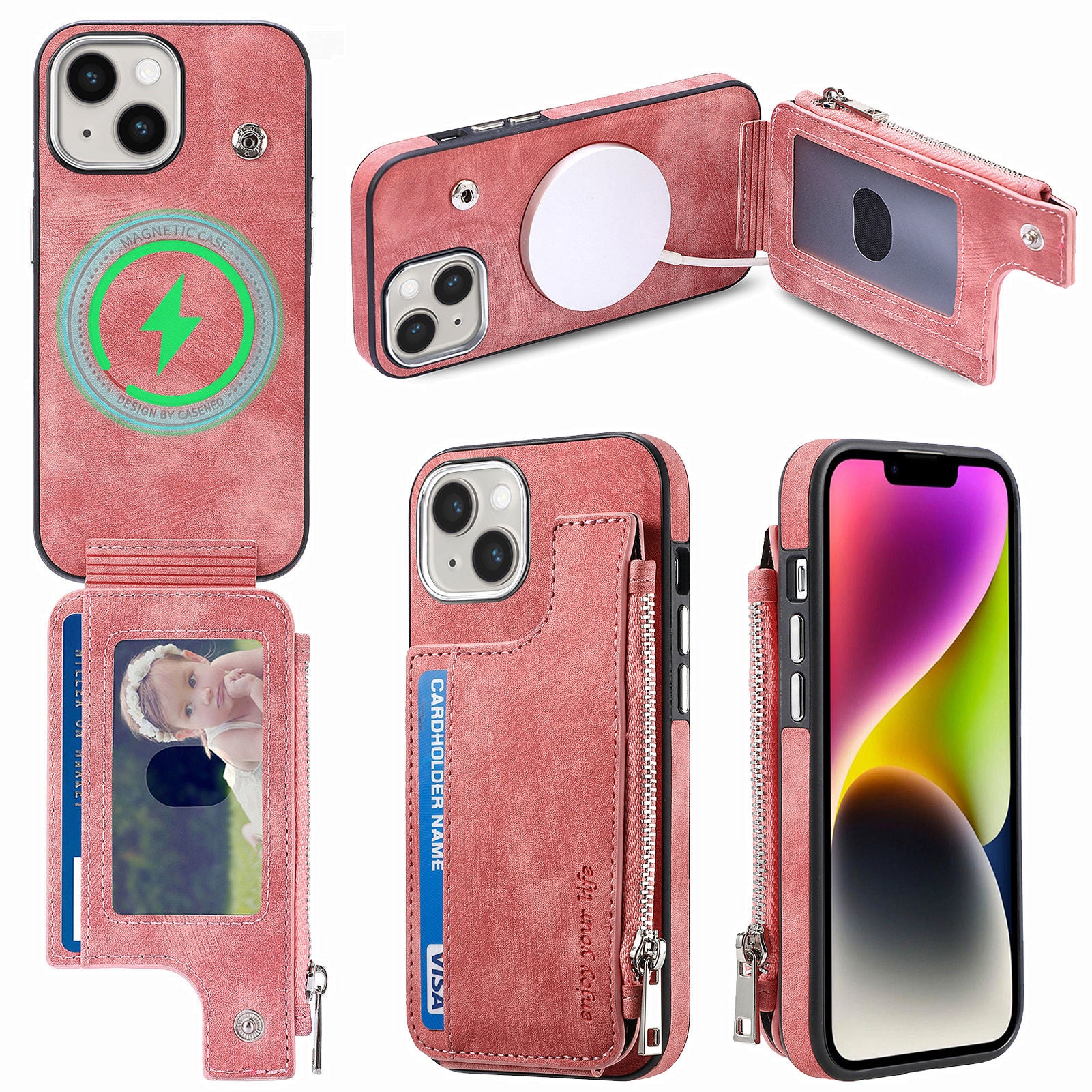 Anti-Drop Magnetic Case for iPhone 14 Plus PU Leather TPU Phone Case Shockproof Phone Cover with Wallet Kickstand Anti-Drop Magnetic Case for iPhone 14 Plus PU Leather TPU Phone Case Shockproof Phone Cover with Wallet Kickstand